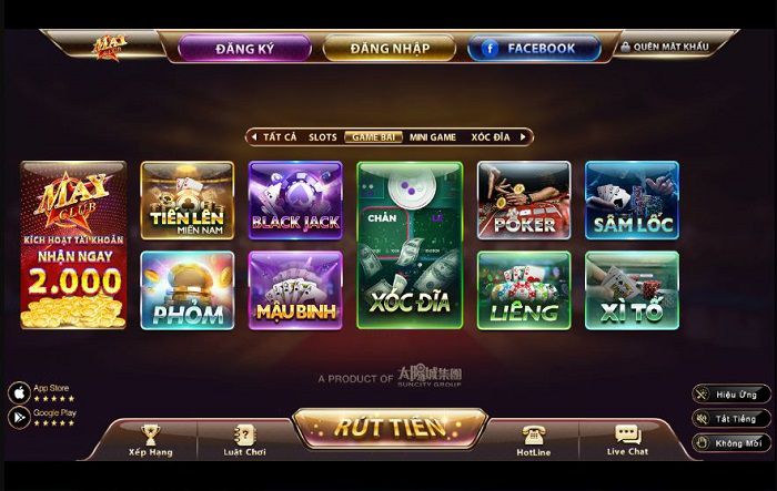 Kho game hấp dẫn, siêu chất tại May Club