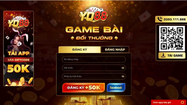 Giao diện của game bài YO88