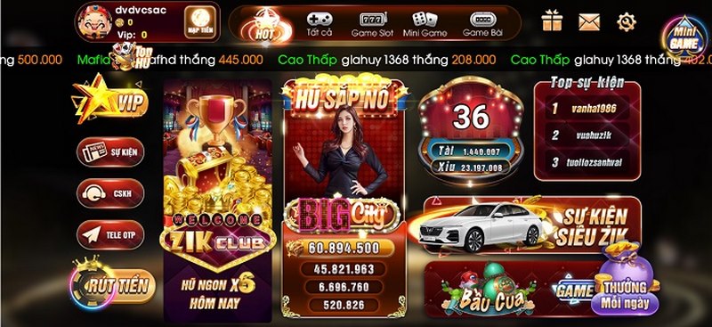 Game có tại Zik Club