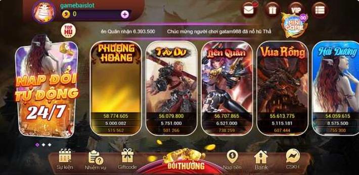 Giao diện cổng game 9fun 