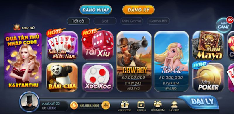 Kho game vô cùng hấp dẫn tại K68 Club 