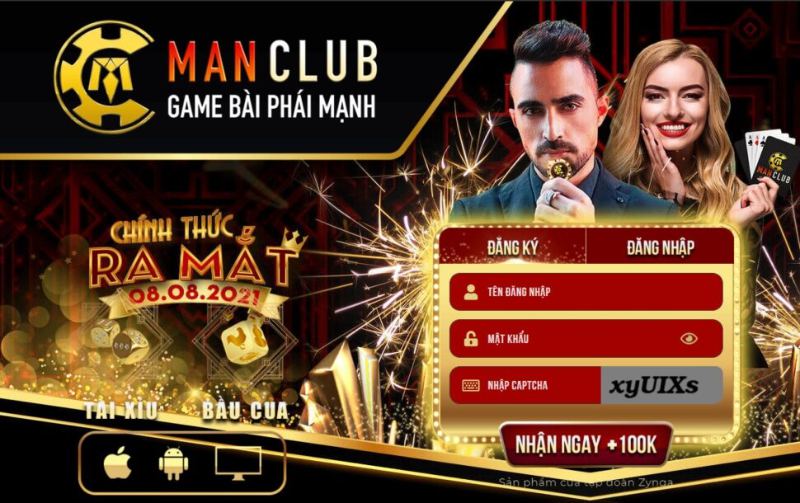 Giao diện đăng ký Man club