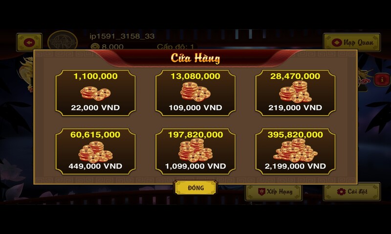 Tỉ lệ quy đổi giữa quan/chip và VNĐ được cổng game niêm yết cụ thể