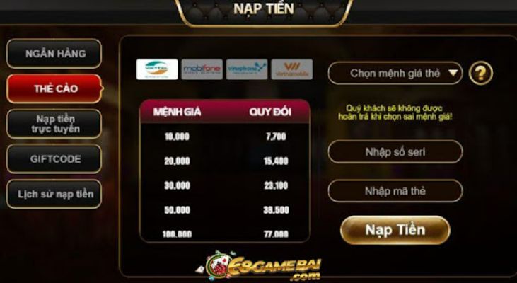 Nạp tiền 68 gamebai, rút tiền 68gamebai nhanh chóng.