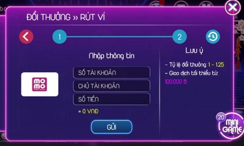 Đổi thưởng rút tiền Boa Club qua ví Momo