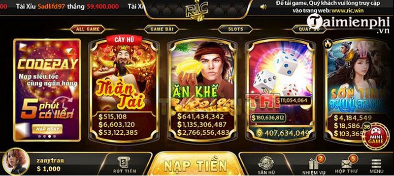 Đa dạng các game slot