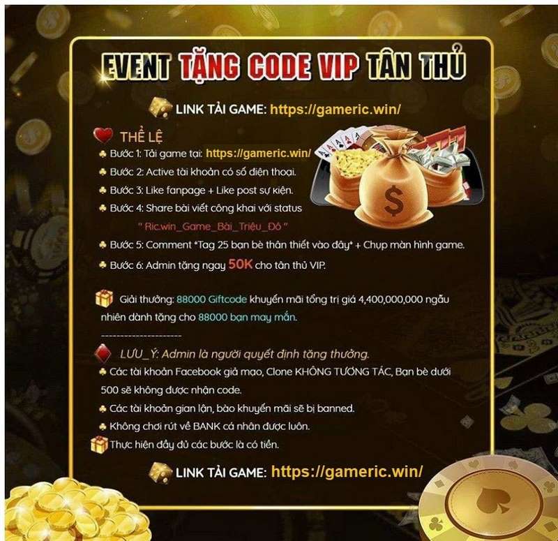 Rất nhiều mã giftcode miễn phí được Ric Win tung ra trong T7/2022