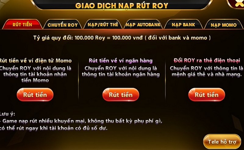 Hình thức nạp-rút và giao dịch nhanh chóng