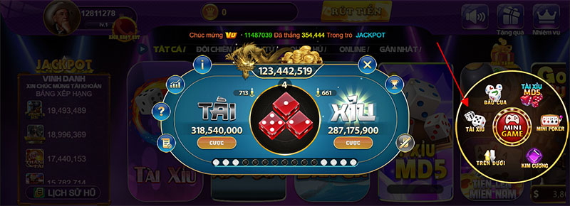 Minigame Tài xỉu