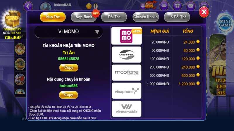 Nạp tiền cổng game nhanh chóng