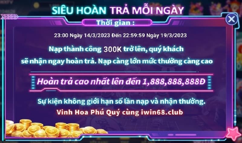 Tổng hợp các sự kiện khuyến mãi HOT của Iwin68 club