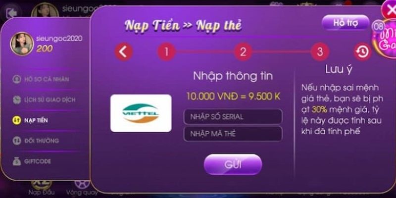 Hướng dẫn cách nạp tiền vào tài khoản game Ken88