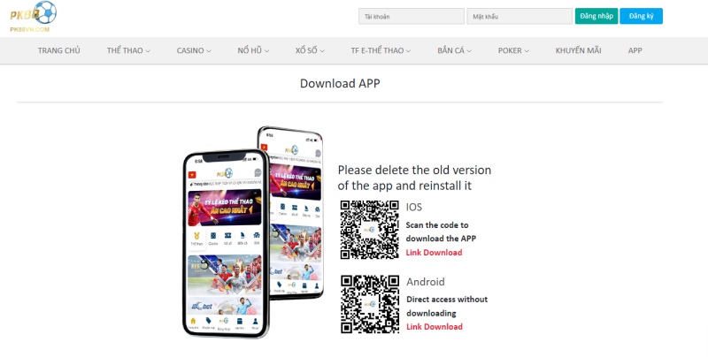 Hướng dẫn tải Pk88 cho điện thoại