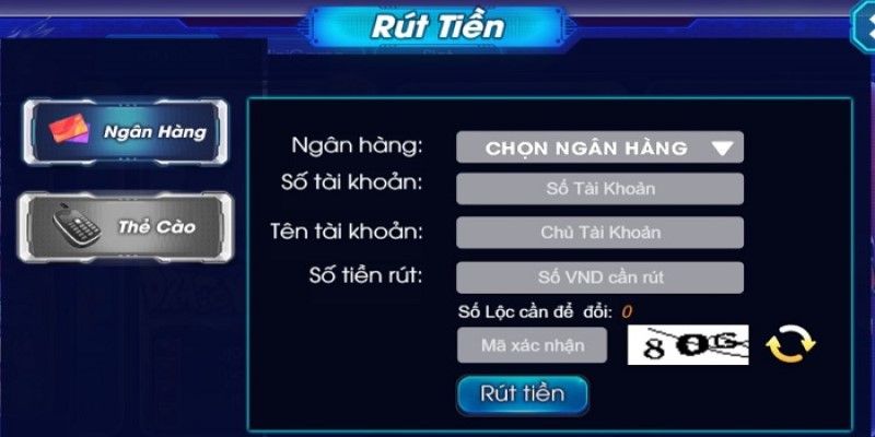 Các bước rút tiền Loc86 Club